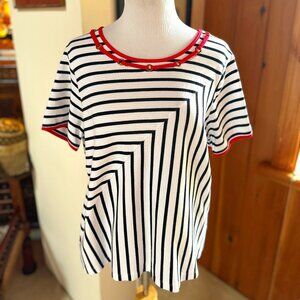 ALFRED DUNNER - Black White Red Stripes Breton Nautical Top – PL